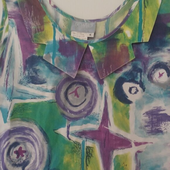 Vintage Como Studio Blouse Women Size 8 Abstract 100% Rayon Y2K - Picture 3 of 6